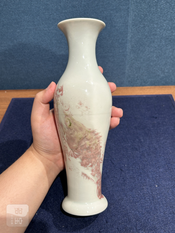 民国 王步釉里红双鳜图瓶 - 图2
